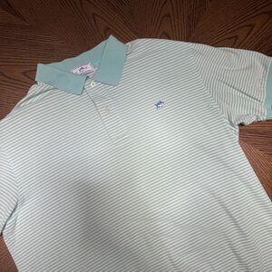 Southern Tide Men's Skipjack Turquoise Striped Polo XL
